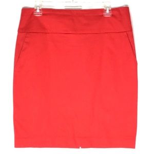 Red cotton pencil skirt size 10